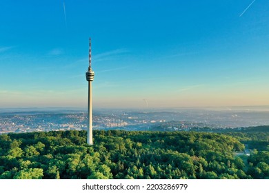 Stuttgart Sunrise, Stuttgart skyline, Aerial view with tv tower, Germany - Shutterstock ID 2203286979