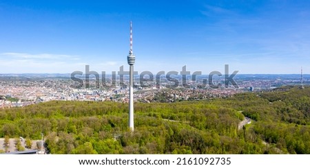 Stuttgart tv tower skyline aerial view town architecture panorama travel in Germany
