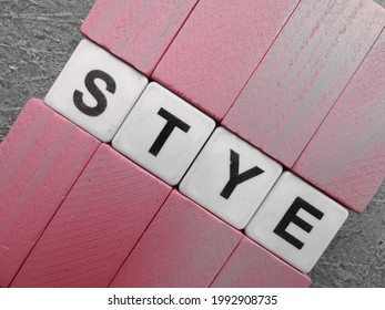 Stye, word from alphabeth with background.