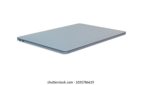 Style compact gray laptop isolated with clipping path over white