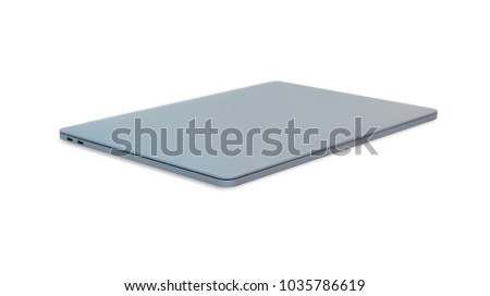Style compact gray laptop isolated with clipping path over white