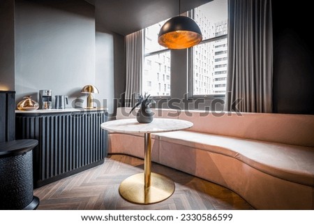 Stylised contemporary boutique hotel room and suite