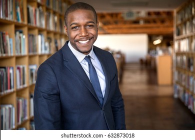 Stylish African American Professor Education Administrator Business Executive Type Standing In Hall