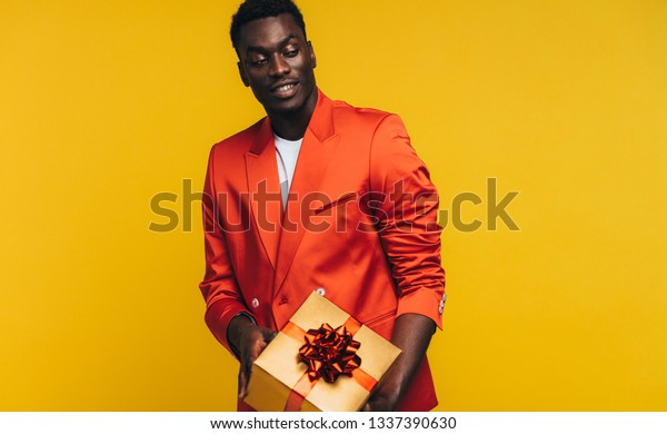 Stylish African Man Gift Box Fashionable Stock Photo 1337390630 ...
