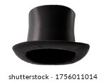 Stylish attire, Vintage men fashion and magic show conceptual idea with victorian black top hat with clipping path cutout in ghost mannequin technique isolated on white background