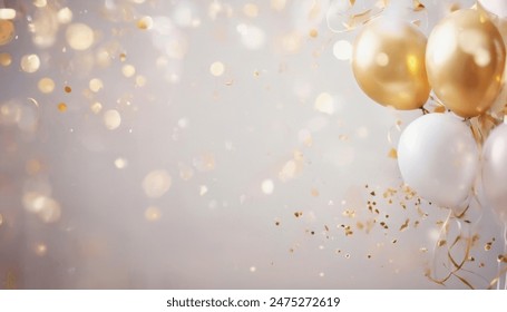 Stylish balloon arrangement with a mix of gold, black, and white. Premium design for birthday celebration background. - Powered by Shutterstock