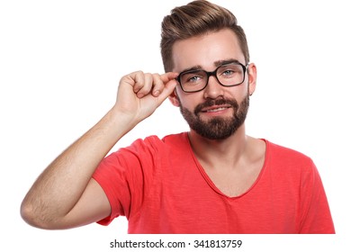 Stylish bearded man in eyeglasses