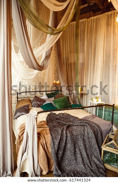 Stylish Bedroom Boho Style Grey White Stock Photo Edit Now