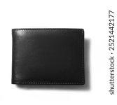 Stylish black leather wallet isolated on white
