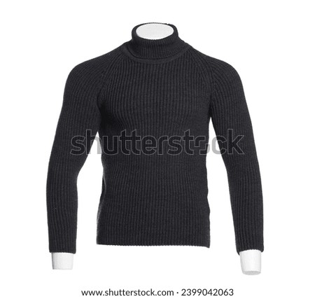 Stylish black sweater isolated on white. Men`s clothes