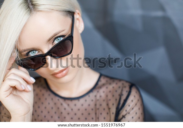 Stylish Blond Woman Short Hair Cut Stock Photo Edit Now 1551976967