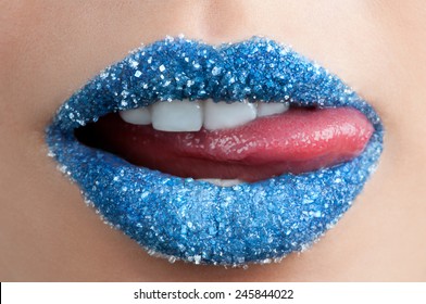 Stylish Blue Lips With Ice