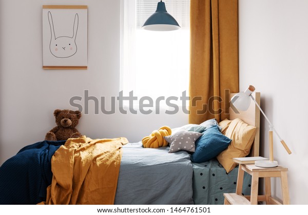 Stylish Blue Orange Kids Bedroom Design Stock Photo Edit Now 1464761501