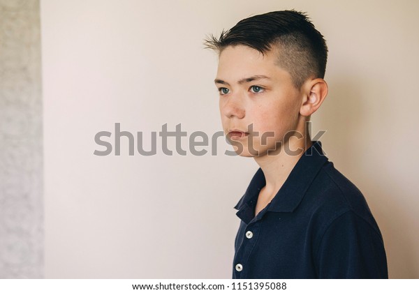 Stylish Boy Trendy Haircut Copy Space Stock Photo Edit Now
