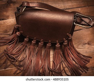 Stylish Brown Bag With Fringe