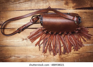 Stylish Brown Bag With Fringe