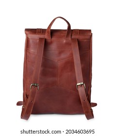 Stylish Brown Leather Urban Backpack Isolated On White