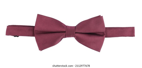 Stylish Burgundy Bow Tie Isolated On White