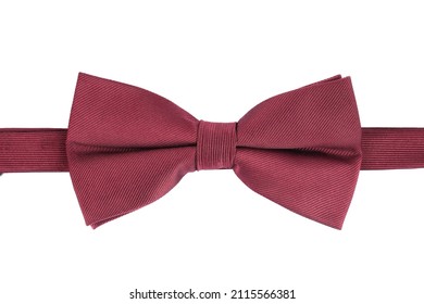 Stylish Burgundy Bow Tie Isolated On White