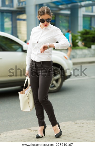 Stylish business woman in\
the big city