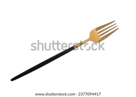 Stylish clean gold fork isolated on white background. High quality photo