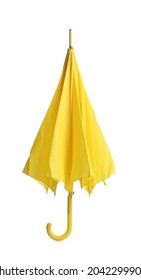 Stylish Closed Yellow Umbrella Isolated On White