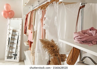 Stylish Clothes And Accessories In Show Room