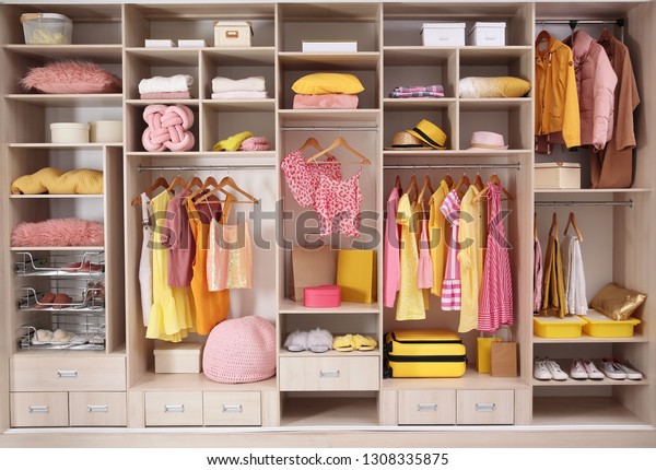 Stylish Clothes Shoes Accessories Large Wardrobe Stock Photo Edit