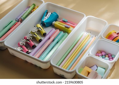 Stylish Colored Stationery Pastel Colors Arranged Stock Photo ...