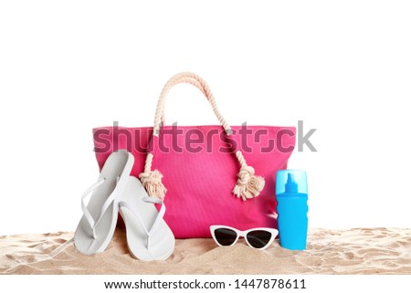 Similar – Foto Bild Tasche mit Damenstrand oder Sommeroutfit im Inneren