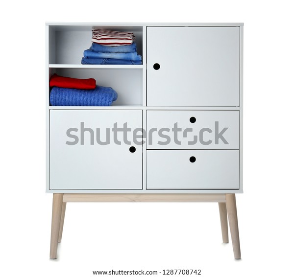 Stylish Dresser Clothes On White Background Stock Photo Edit Now