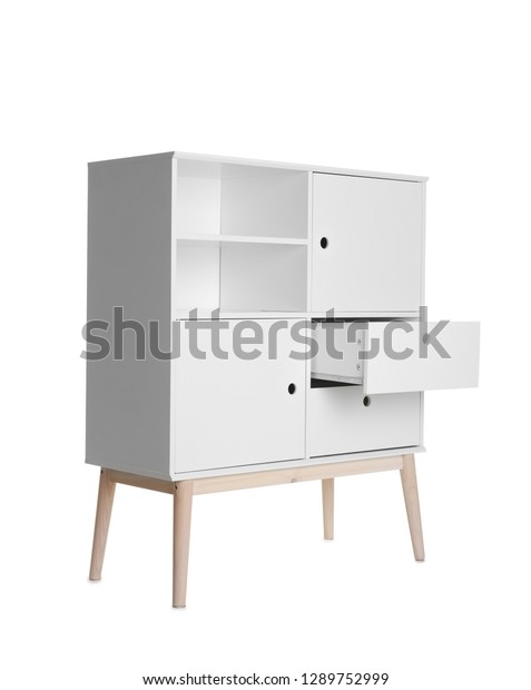 Stylish Dresser Empty Shelves On White Stock Photo Edit Now