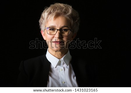 Similar – Image, Stock Photo Best age | UT Dresden | Beautiful, smiling, satisfied woman 50+ with great charisma