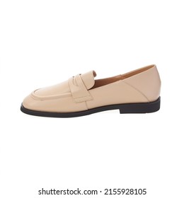 Stylish Elegant Trendy Designer Fashionable Summer Spring 2022 Eco Leather Women's Loafers Shoes Isolated