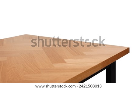 Stylish empty wooden table isolated on white