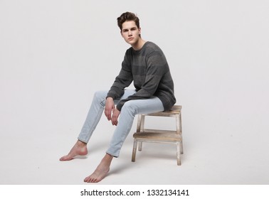 Stylish Fashion Man Model Sitting On The Chair 