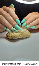 stylish fashionable nails stylish geometry the nails mint color gel polish long nails shape stylet
