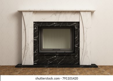 Stylish fireplace in the interior
