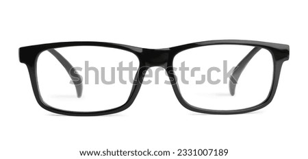 Stylish glasses with black frame isolated on white Foto d'archivio © 