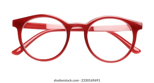 Stylish glasses with red frame isolated on white - Powered by Shutterstock