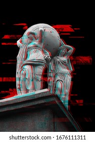 Stylish Glitch Image Of The Sculpture Of St. Pererburg