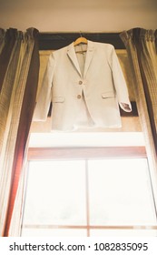 Stylish Groom Suit In Dressing Room Indoors