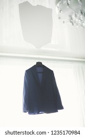 Stylish Groom Suit In Dressing Room Indoors