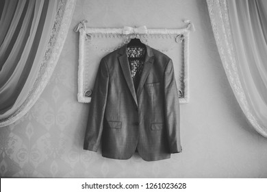 Stylish Groom Suit In Dressing Room Indoors