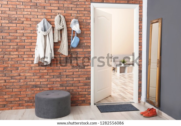 Stylish Hallway Interior Door Clothes Hanging Stock Photo Edit