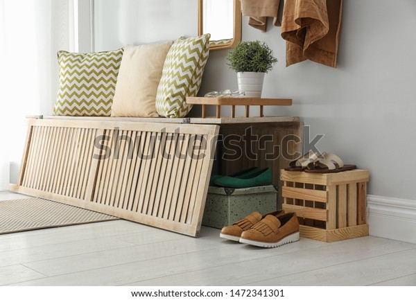 Stylish Hallway Interior Storage Bench Near Stock Photo Edit Now