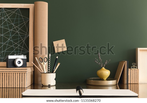 Stylish Home Interior Wooden Vintage Desk Backgrounds Textures