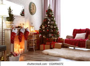 Christmas Liveing Room Fireplaces Images Stock Photos Vectors