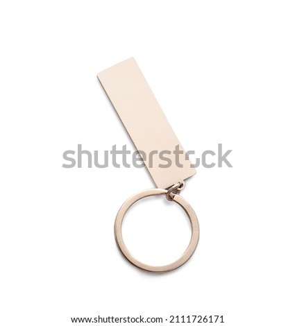 Stylish key chain on white background