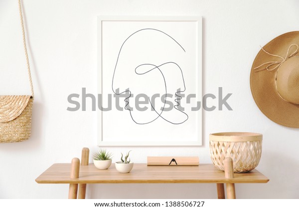 Stylish Korean Interior Living Room White Stock Photo Edit